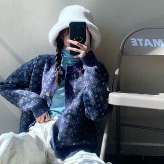 Turtleneck Knit Top / Floral Cardigan