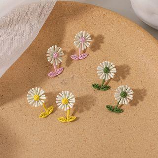 Flower Drop Earring A - 1 Pc - Pink - One Size