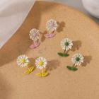 Flower Drop Earring A - 1 Pc - Pink - One Size