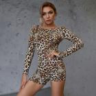Leopard Print Long-sleeve Playsuit