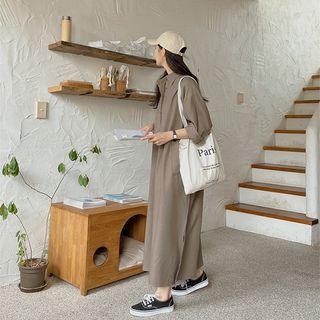 Plus Size Half-placket Shirtdress
