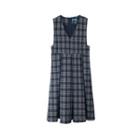 Plaid Overall Dress Plaid - Navy Blue - One Size
