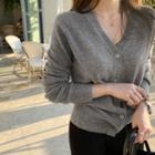 Cashmere Blend Knit Cardigan Gray - One Size