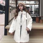 Bow Accent Open Front Coat Light Almond - One Size