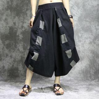 Color Block Wide-leg Cropped Pants