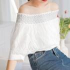 3/4-sleeve Off Shoulder Top White - One Size