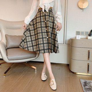 Plaid A-line High-waist Skirt