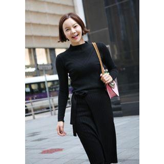 Tied-waist Rib-knit Skirt