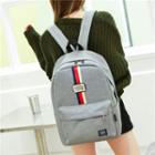 Striped Nylon Backpack