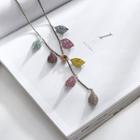 Cutout Leaves Long Necklace