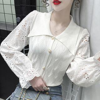 Eyelet Lace Sleeve Cardigan