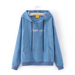 Letter Long-sleeve Corduroy Hoodie
