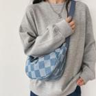 Checkered Canvas Crossbody Bag Blue - One Size