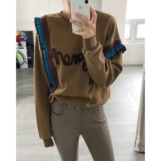 Letter Frilled Loose-fit Sweatshirt