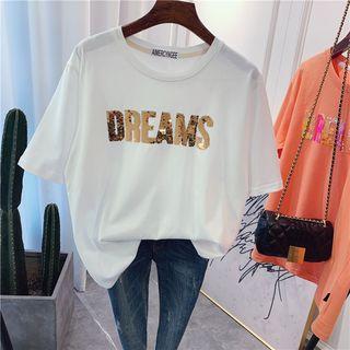 Sequined Lettered T-shirt