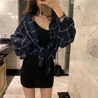 Loose-fit Plaid Shirt / Sleeveless Dress
