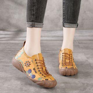 Print Hidden-wedge Lace-up Shoes