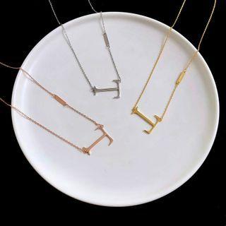 Letter T Pendant Sterling Silver Necklace