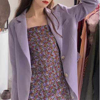 Plain Blazer / Suspender Floral Skirt