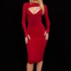 Set: Spaghetti Strap Plain Midi Bodycon Dress + Shrug
