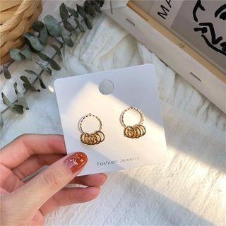 Alloy Hoop Fringed Earring 1 Pair - Alloy Hoop S925 Sterling Silver Pin Stud Earring - One Size
