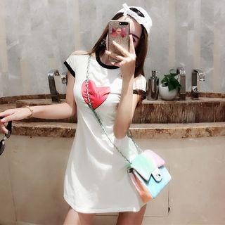 Heart Print Color Panel A-line Dress