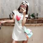Heart Print Color Panel A-line Dress