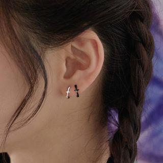 Cross Sterling Silver Hoop Earring