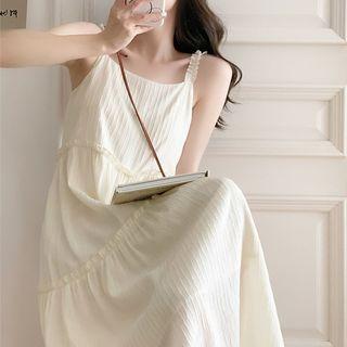 Ruffle Strap Asymmetrical Midi A-line Dress