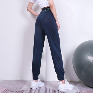 Letter Print-waist Drawstring Sports Pants