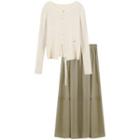 Asymmetrical Cardigan / Midi A-line Skirt / Set