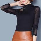 Perforated Long Sleeve Mesh Top
