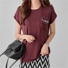 Cap-sleeve Beaded T-shirt