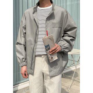 Stand-collar Zip-up Oversized Jacket