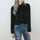 Wide-sleeve Velvet Shirt