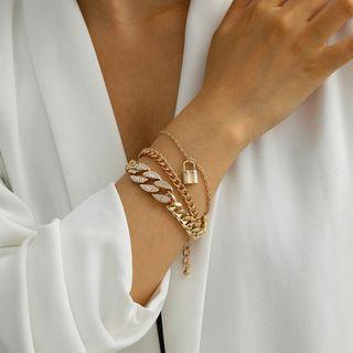 Alloy Padlock Chunky Chain Layered Bracelet