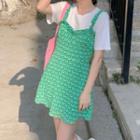 Spaghetti Strap Floral Dress / Short-sleeve T-shirt