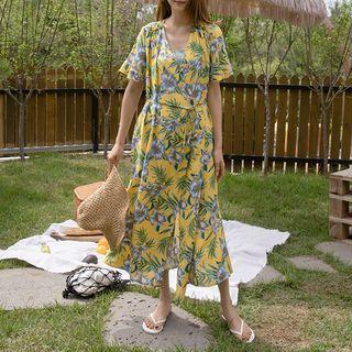 Two-way Maxi Foliage Wrap Dress