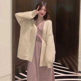 Puff-sleeve Cardigan / Floral Dress