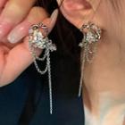 Rhinestone Chain Drop Earring 1 Pair - Silver Needle - Silver - One Size