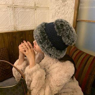Chenille Panel Knit Bucket Hat