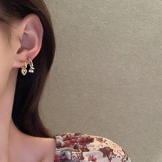 Heart Drop Earring 1 Pair - 925silver - Gold - One Size