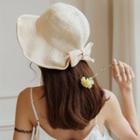 Stitched Bow-accent Knit Sun Hat