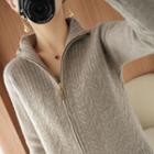 Zip-up Cable Knit Cardigan