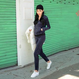 Set: Velvet Zip-up Hoodie + Sweatpants