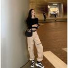 High Waist Cargo Split Pants