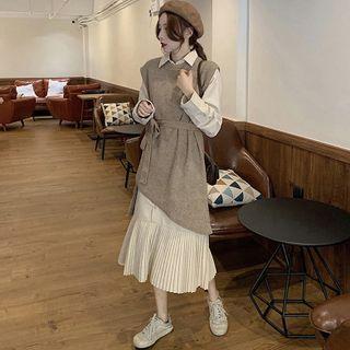 Sweater Vest / Midi A-line Shirtdress / Set