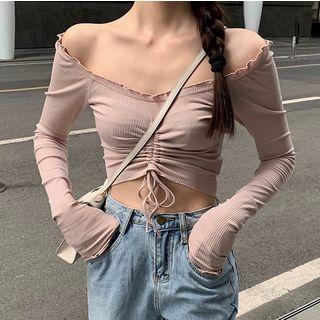 Drawstring Cropped Knit Top