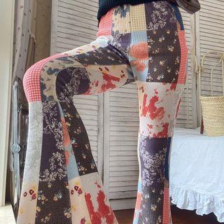Patchwork Boot Cut Pants