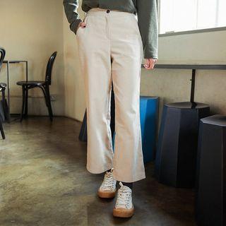 Band-waist Corduroy Straight-cut Pants